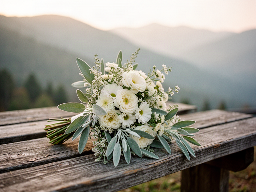 Simple mountain wedding bouquet